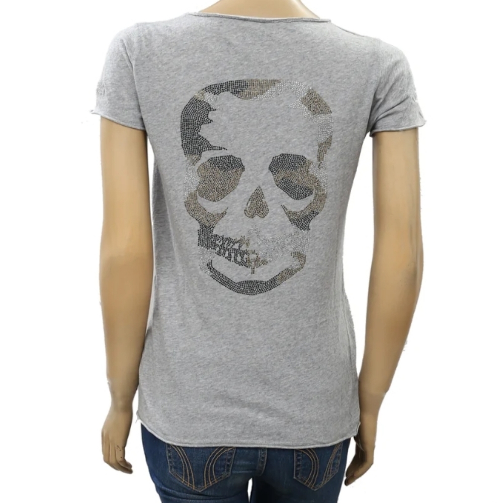 Zadig & Voltaire Tunisien Studded Skull Shirt Sz L